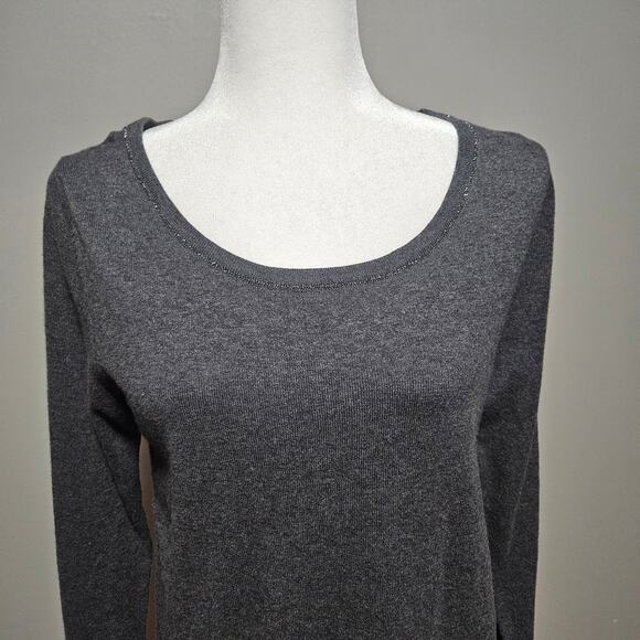 Athleta Oversize Sweater Womens Medium Dark Gray Cozy Cotton Cashmere Blend - Picture 2 of 12